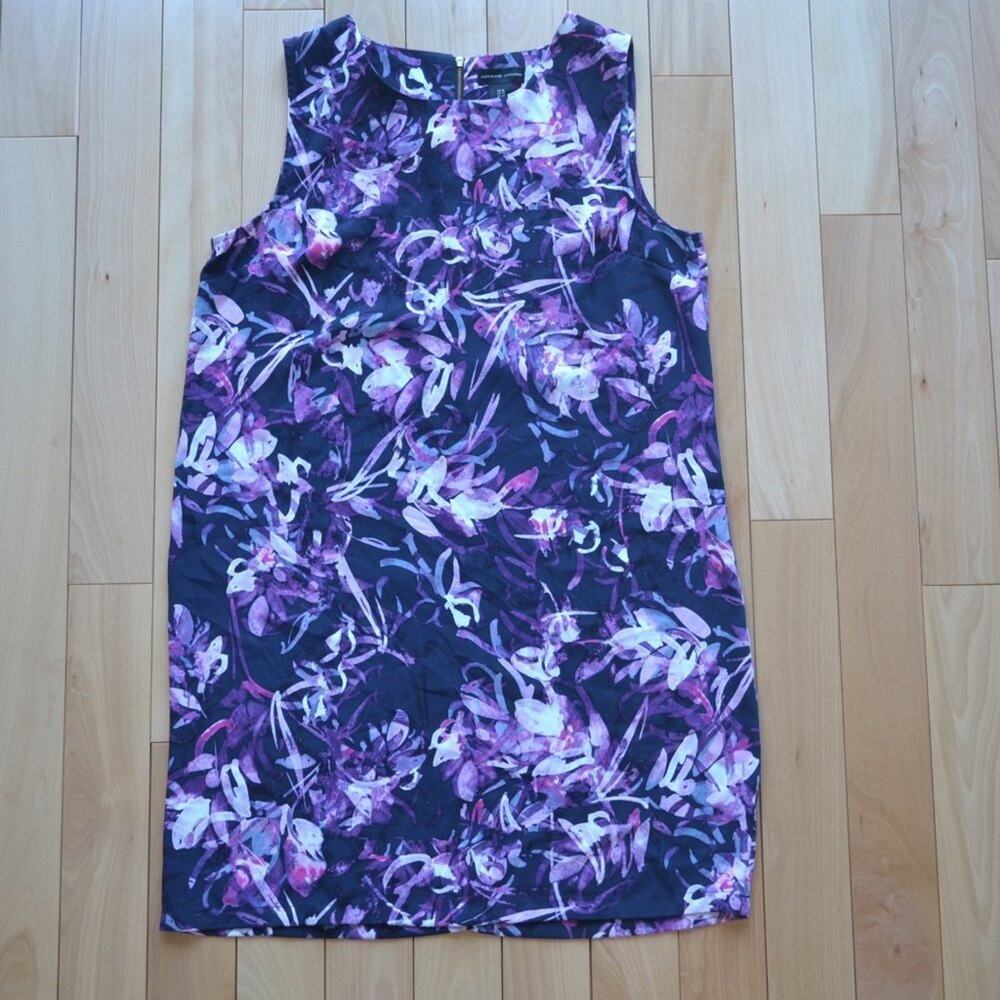 Adrienne Vittadini Sleeveless Floral Dress Size 12 Purple Black
